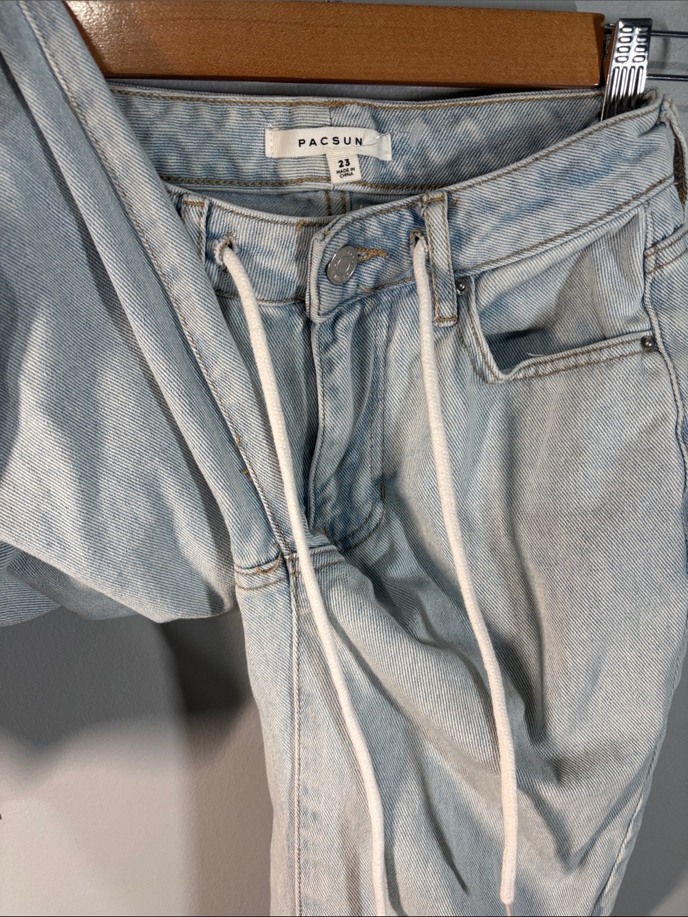 Pacsun jeans women’s size 23 size 000 Light Blue Distressed Drawstring Joggers - Picture 10 of 16